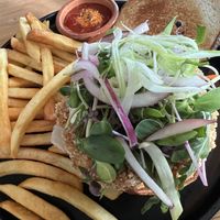 Lions Mane Chickpea Burger  at Buddha Belly Burger in Sacramento