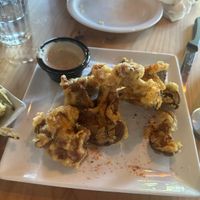 Fried mushrooms with yummy saucee  at Buddha Belly Burger in Sacramento