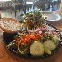 Country fried steak burger  at Buddha Belly Burger in Sacramento