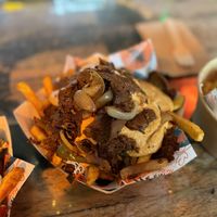 Chilli cheesesteak fries  at Herbivorous Spark   in York