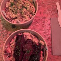 Mac n cheese & Mac n cheese with BBQ seitan ribs  at Herbivorous Spark   in York