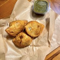 3 gorgeously golden samosas   at Hommie Samosas - Nimman in Chiang Mai