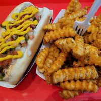 Vegan hotdogs with hummus and stuff at Haute Doggery in Las Vegas