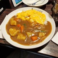 Vegan curry with vegetables and additional scrambled eggs (so vegetarian, not vegan) at CoCo Ichibanya in Tokyo