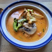 Thai vegetable coconut soup at Black Cat Restaurant in Shanklin