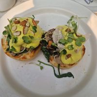 Vegan Benedict with vegan mozzarella at Coromandel Cafe in Pondicherry