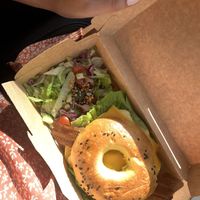 Bagel with vegan cheddar and vegan bacon 😍  at Açaï Spot in Cannes