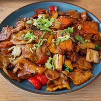 Kam Thuk (Tibetan hand pulled fried noodles) with Tofu at Tibet Family Bistro in Siegburg