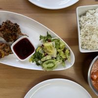 Vegan pakora & vegan butter “chicken"  at Tandoori Bites in 100 Mile House