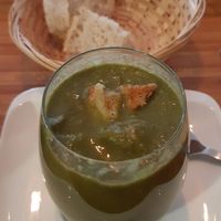 Hot and delicious vegan vegetable soup with homemade croutons! at ELISA in Amiens