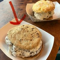 Vegan chocolate chip ice cream sandwich!   at The Baked Bear in Miami Beach