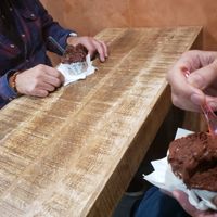 We couldn't resist the chocolate sorbetto at Piccola Gelateria in New Orleans