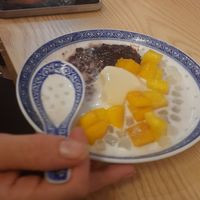 Tofu pudding with black rice and mango at Zhao Desserts in Kuala Lumpur