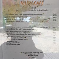 Cafe menu with labelled vegetarian options  at Gunung Mulu National Park Cafe in Mulu