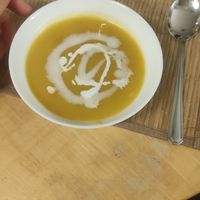 Pumpkin soup as starter at K 41 in Augsburg