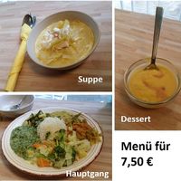 Suppe + Hauptgang = 7,00 €
optionales Dessert + 0,50 € at K 41 in Augsburg