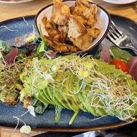 Avocado toast with heura on the side   at Patchwork in Barcelona