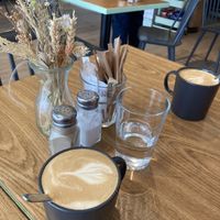Foamy lattes (oat and coconut and they have almond milk as well)  at East Road in Dublin