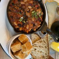 Three bean skillet plate with added crispy tofu  at The Grey Dog  in New York City