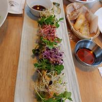 California roll with fried veggies on the side at Vegan Insa - 비건인사 in Seoul