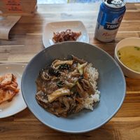 Bulgogi rice bowl at Vegan Insa - 비건인사 in Seoul