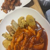 Vegan Tteokbokki + Korean fried chicken  at Vegan Insa - 비건인사 in Seoul
