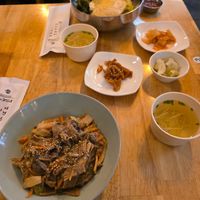noodles with mushrooms and vegan bibimbap  at Vegan Insa - 비건인사 in Seoul