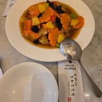 Fried Nurungji Mushroom with sweet & sour sauce at Vegan Insa - 비건인사 in Seoul
