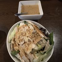 Soy protein salad and miso soup  at Veggie Fun in Providence