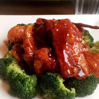 Orange seitan  at Veggie Fun in Providence