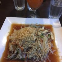Vegan pad Thai and Thai iced tea at Veggie Fun in Providence