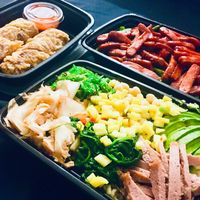 Bibimbap, Autumn rolls (appetizer), and Seitan Spare Ribs.  at Veggie Fun in Providence