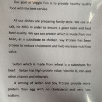 Menu  at Veggie Fun in Providence