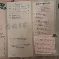 Take out menu at Veggie Fun in Providence