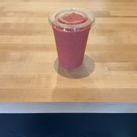 Vegan strawberry pink drink smoothie   at 2nd & Main Coffeehouse in Niles