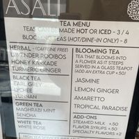 Tea menu  at Asali Desserts & Cafe in Cary