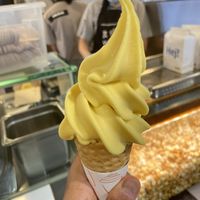 August special - plant based (vegan) mango soft serve in vegan cone    at IKEA - Causeway Bay in Hong Kong Island