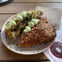 Salty pocket with oyster mushrooms and spinach  at Pockets in Nuremberg