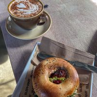Avo & pesto bagel  at Elephant Lounge in Neston