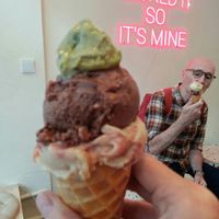 You get a free sample of any other flavour. at Eisbrunnen - Vegan Ice Cream in Munich