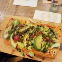 Avocado pinsa vegan at Cafe Del Sol Köln Hürth in Huerth