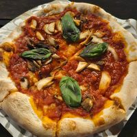 Pizza Mageritha without cheese ans with mushrooms at Balin Roofgarden in Sandakan
