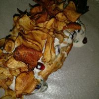 baked eggplant with tahini & crispy veg  at Maha Restaurant in Melbourne