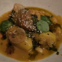 Orange potatoes. Three small potatoes as a main course! at Maha Restaurant in Melbourne