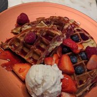 Vegan berry sundae waffle at Heavenly Desserts in Bath