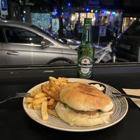 Not-a-chicken burger with fries  at Street Food in Sofia