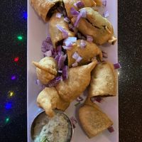 Cut Mirchi Appetizer (jalapeños battered with chickpea flour mixed with herbs, spices & deep fried). Very good. at Aroma Indian Cuisine in Bloomington