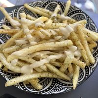 Chips with tahini   at Kapara  in Fremantle