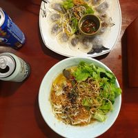 Yellow nudle pho and dumplings at Chay Corner in Da Lat