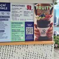 Smoothie menu at The BerrySpot - Esplanade in Central Singapore